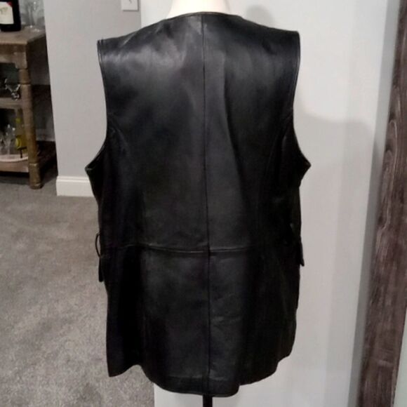 Othello Pelle 100% leather vest with front pockets and zipper closure size large - Picture 2 of 2